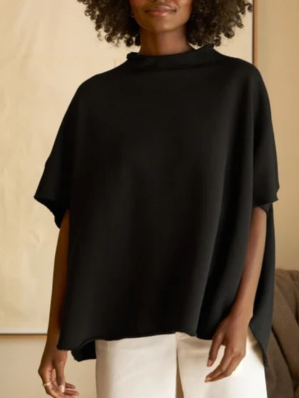 FRANK & EILEEN black Audrey funnel neck Capelet One Size